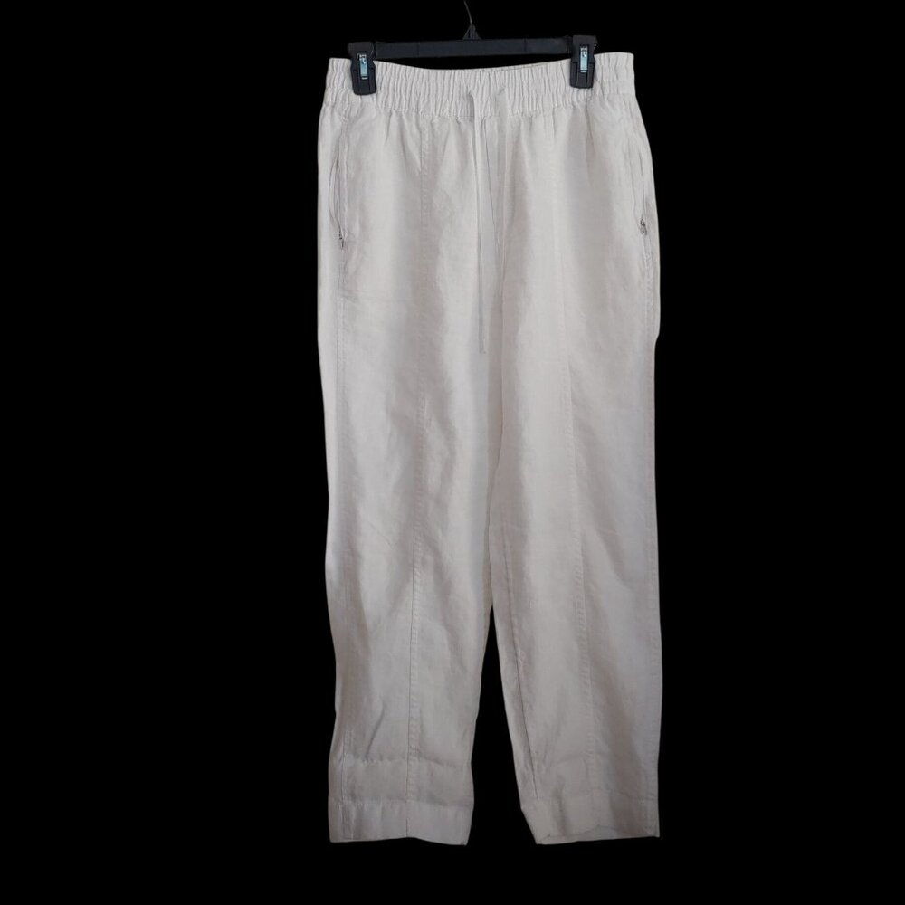 Athleta Linen White Coastal Beachy Resort Mature Lightweight Loungwear Pants XS